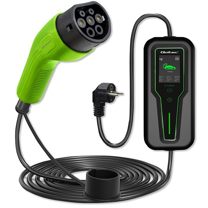 Punjač za električna vozila QOLTEC EV Type 2 (3,5 kW, 230 V, LCD, 5 m)