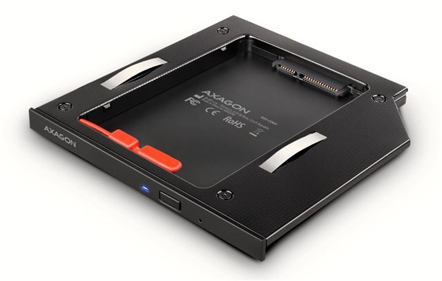 Adapter za ugradnju AXAGON RSS-CD09 (2.5" SSD/HDD, zamjena za 9.5 mm CD/DVD, aluminij, LED)-0
