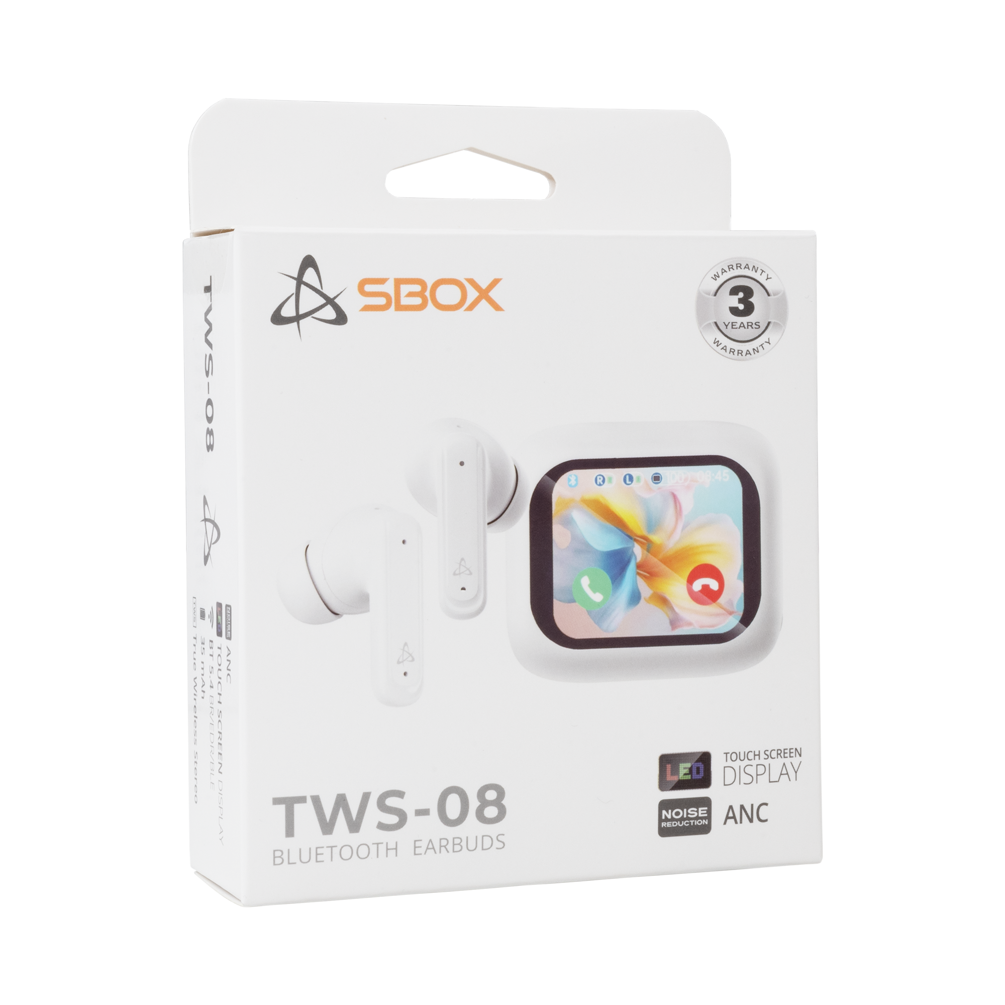 Slušalice SBOX EB-TWS08 (earbuds, ANC, Touch Display) bijele-9