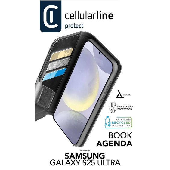 Torbica za mobitel CELLULARLINE za SAMSUNG GALAXY S25 ULTRA, book agenda, crna-3