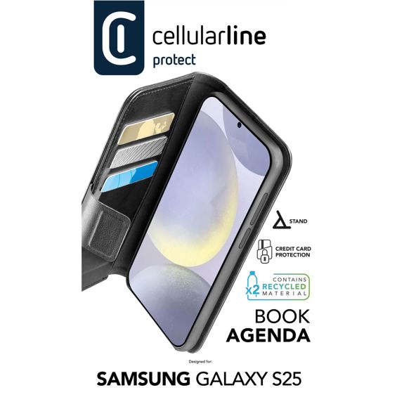 Torbica za mobitel CELLULARLINE za SAMSUNG GALAXY S25, book agenda, crna-3