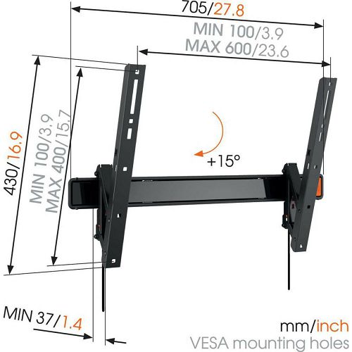 Nosač za TV zidni VOGELS WALL VGL-3315 (40"- 65", do 40 kg, nagib 15°)-2