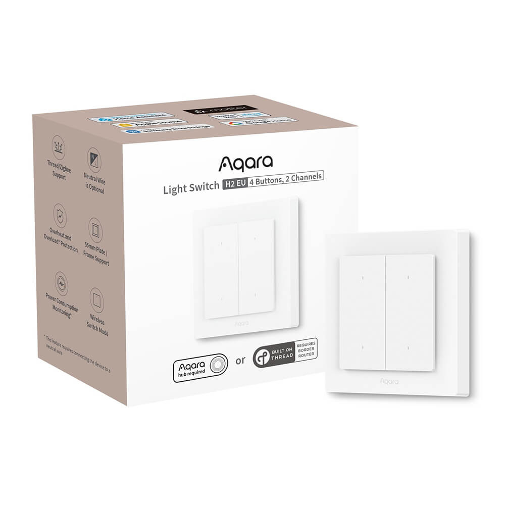 Aqara Smart H2 (WS -K08D) light switch, 4 buttons - 2 channels-0