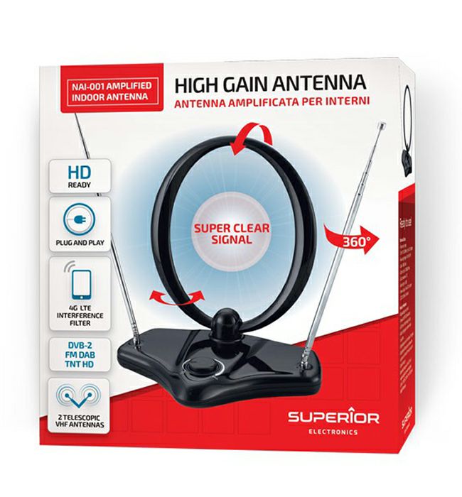 SUPERIOR TV sobna antena s pojačalom NAI-001-0