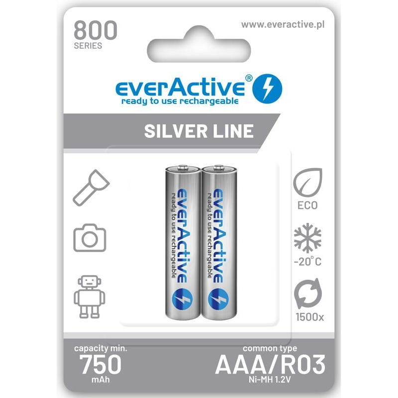 Baterija EVERACTIVE Active Ni-MH R03 AAA 800 mAh Silver Line, 2 kom-1