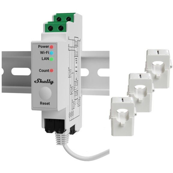 Trofazni pametni mjerač električne energije SHELLY Pro 3EM 120A (Wlan, Lan, BT)