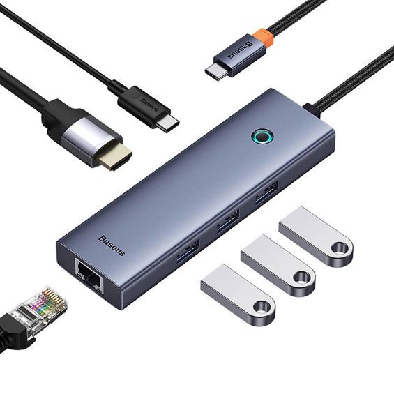 USB Hub BASEUS UltraJoy, 6u1, USB-C sivi-1