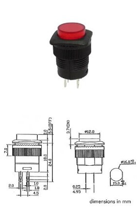 Taster VELLEMAN narančasti LED za šasiju 18x18 mm-4