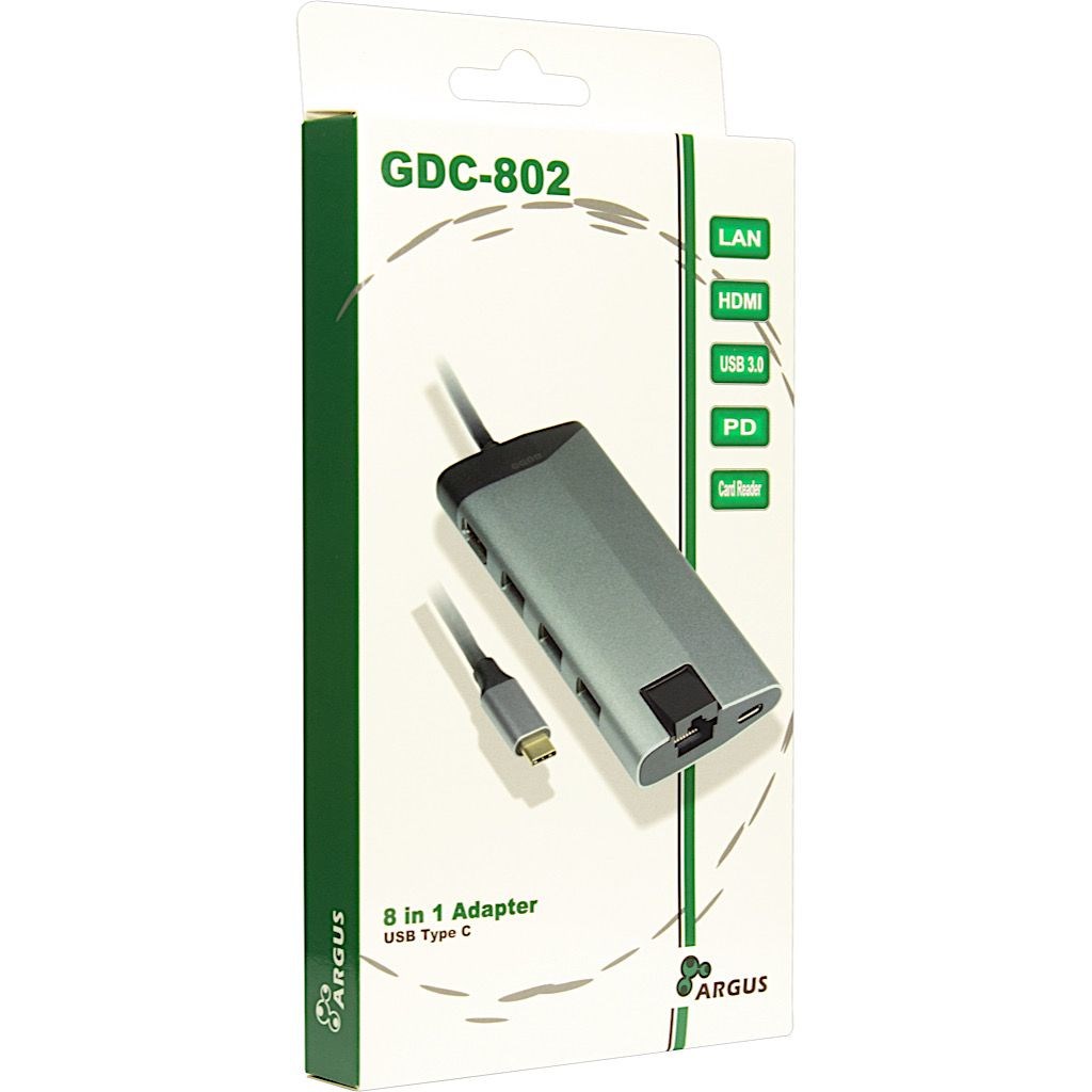 USB-C DOCKING station INTER TECH with 3x USB 3.0 Type A, 4K HDMI, RJ45 gigabit network connection, card reader for Micro SD, and much more-4