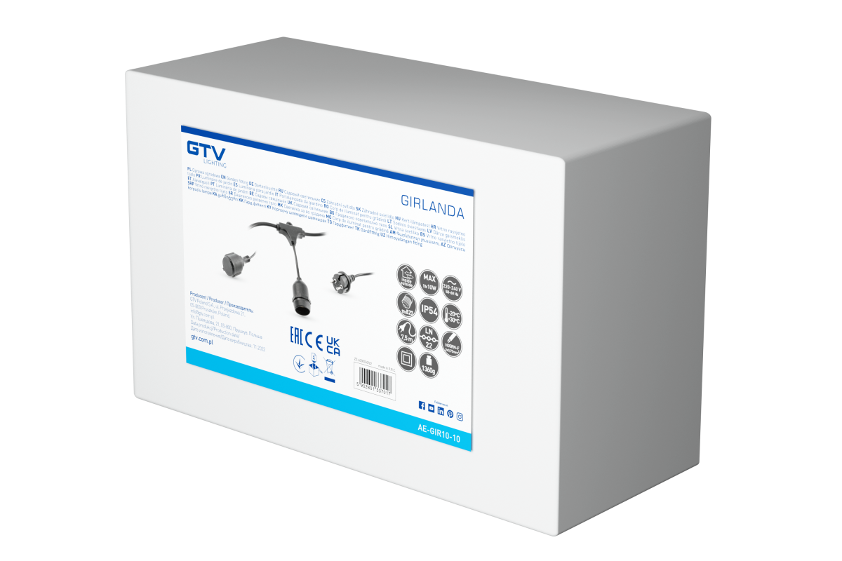Rasvjetni lanac GTV GIRLANDA (10x E27, IP44, 7.5m)-5