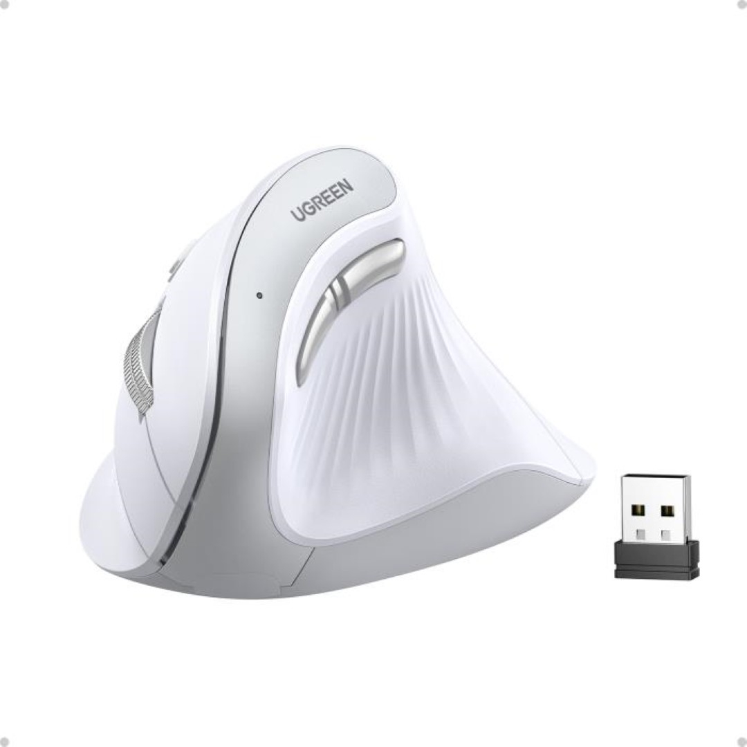 Ugreen wireless ergonomic vertical mouse with Bluetooth and Wi-Fi connection - white-0