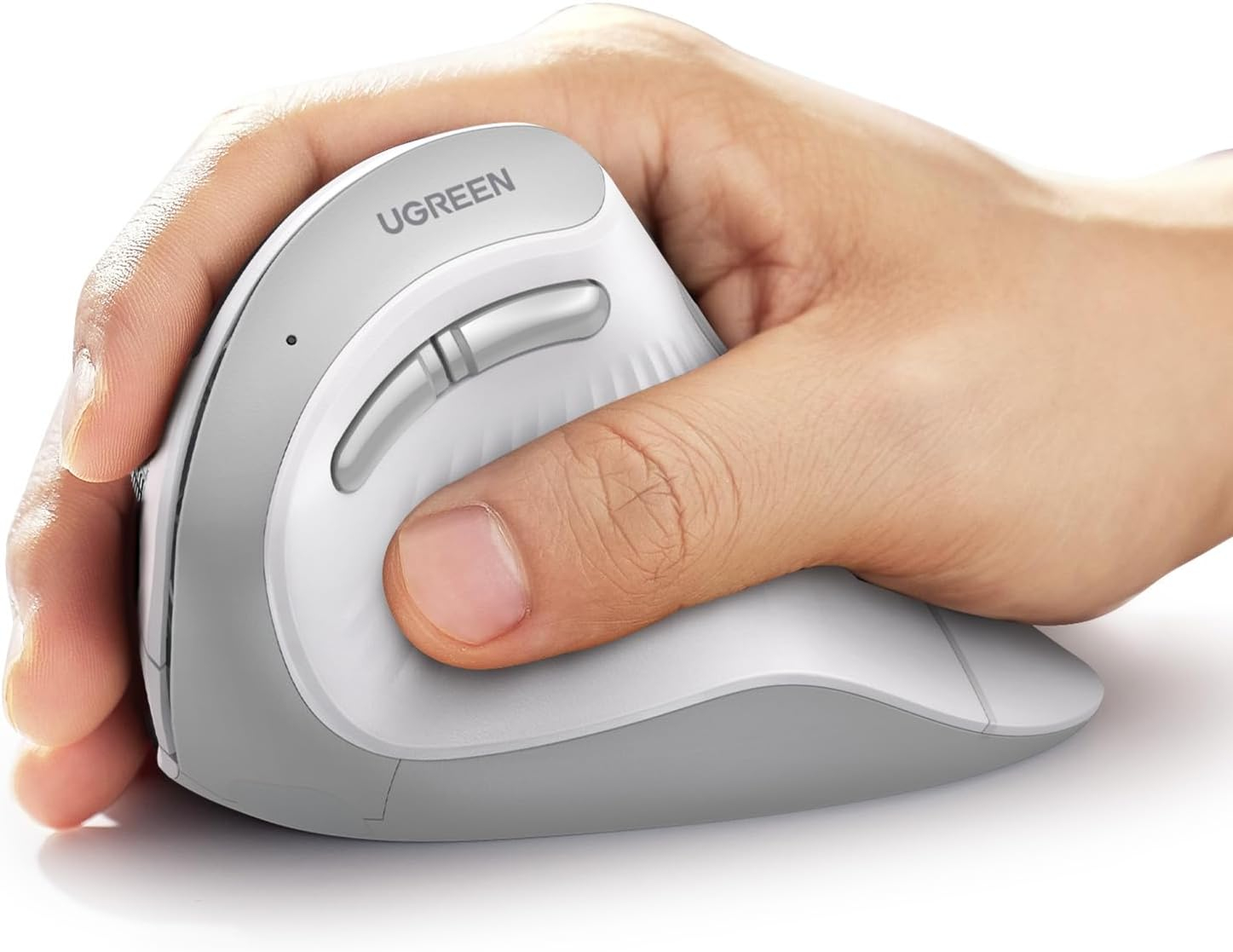 Ugreen wireless ergonomic vertical mouse with Bluetooth and Wi-Fi connection - white-2