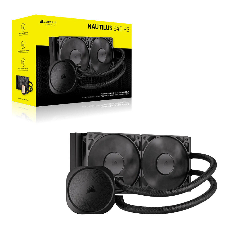 All-in-one liquid cooler CORSAIR NAUTILUS 240 RS (težina 1.78 kg, dimenzije 125 mm x 125 mm x 275 mm, maksimalni protok zraka 74.37 cfm, maksimalna brzina vrtnje 2100 RPM, materijal radijatora aluminij, boja crna)-24
