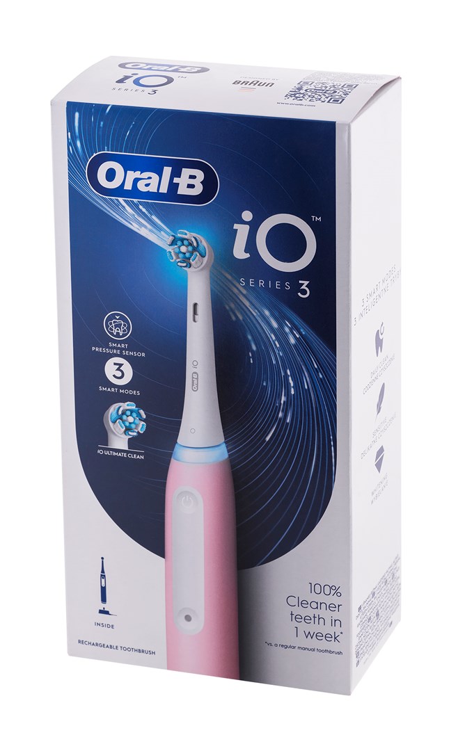 Električna četkica za zube BRAUN Oral-B iO 3 (Rotirajuća-oscilirajuća, Bluetooth, 3 načina čišćenja, Roza)-3