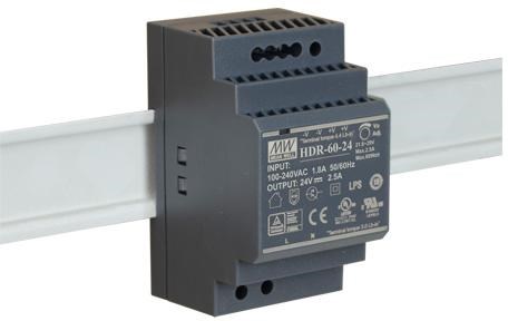 Napajanje za DIN šinu MEAN WELL HDR-60-24 (24 V DC, 2,5 A, 60 W, ulaz 85-264 V AC)-1