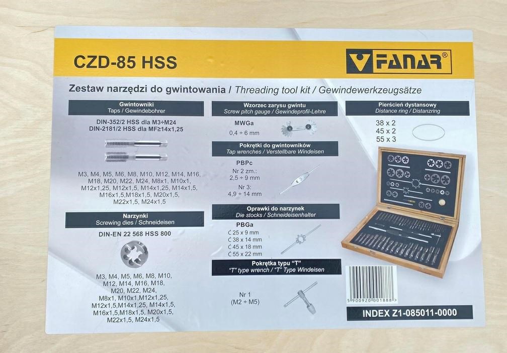 Set alata za narezivanje navoja FANAR CZD-85 HSS (M3-M24)-1