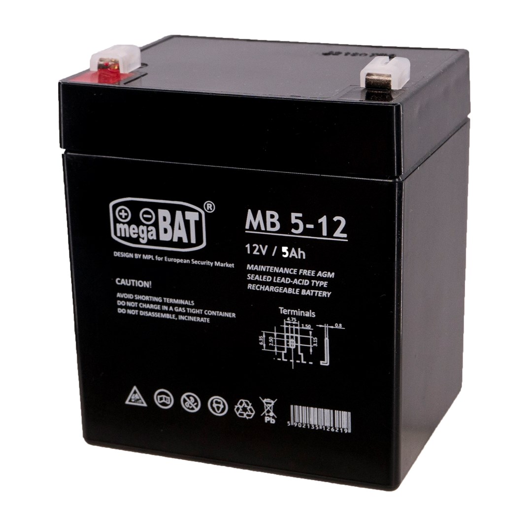 Baterija MPL POWER ELEKTRO MB 5-12 (olovna akumulatora, VRLA AGM, 12 V, 5 Ah)-0