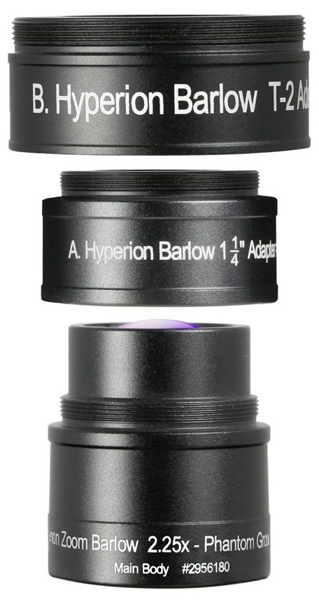 Barlow leća Baader Planetarium Hyperion Zoom 2.25x 1.25" (kompatibilna s Hyperion, crna boja)-0