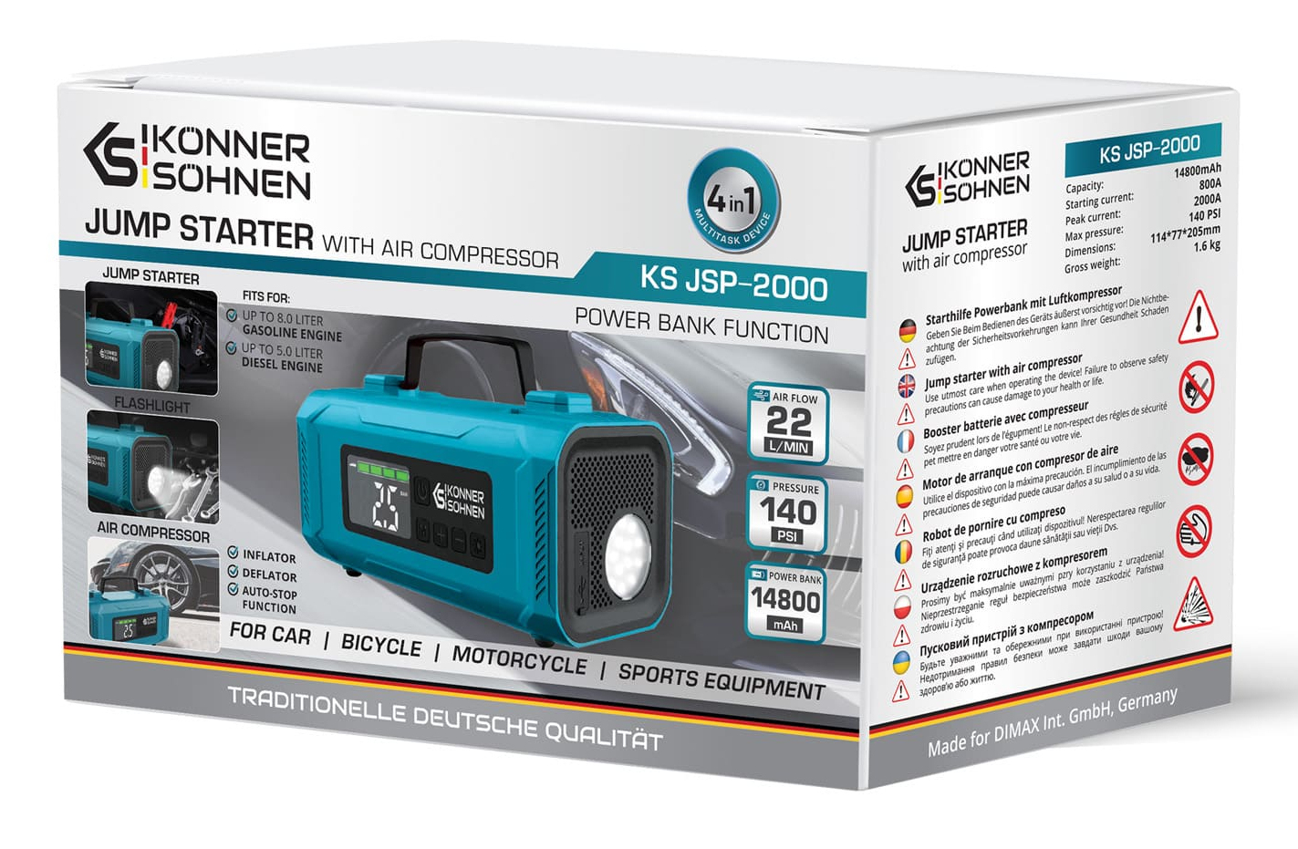 Uređaj za pokretanje s kompresorom KONNER & SOHNEN KS JSP-2000-2
