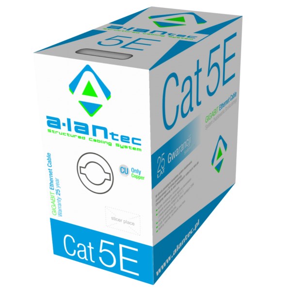 Mrežni kabel ALANTEC KIU5PVC305 (U/UTP, Cat5e, 305 m, siva)-0