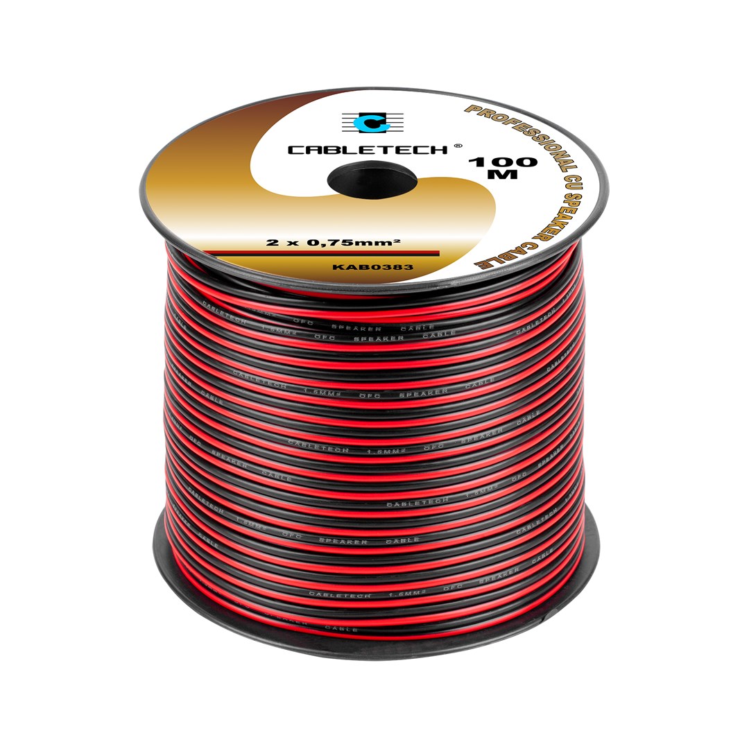 Kabel za zvučnike CABLETECH 2x0.75mm² CCA (crno-crveni) - prodaja po metru