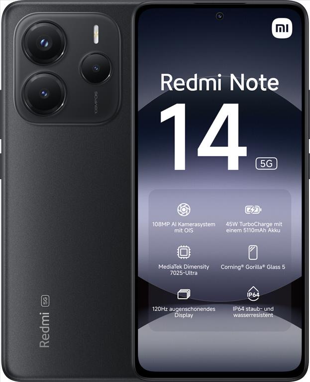 Mobitel XIAOMI Redmi Note 14 5G Midnight Juodas 6/128 GB