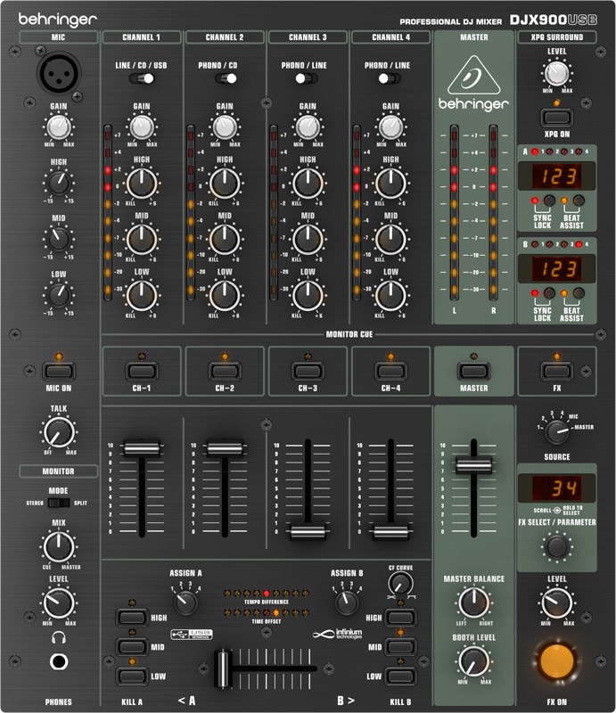 Audio mixer BEHRINGER DJX900USB (5 kanala, USB sučelje)-0
