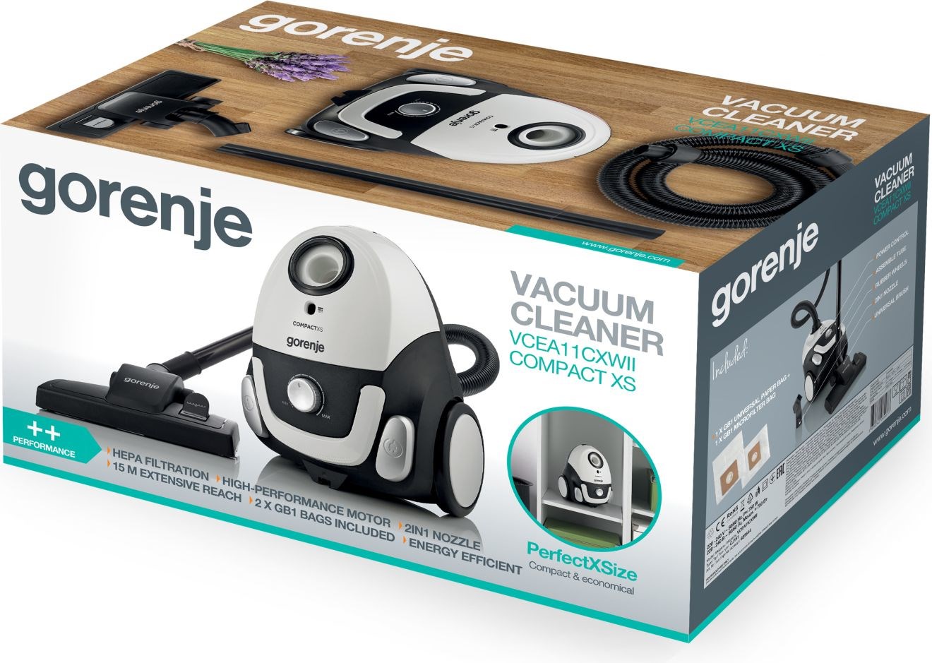 Usisavač s vrećicom GORENJE VCEA11CXWII (750W, 2L, HEPA filter)-4