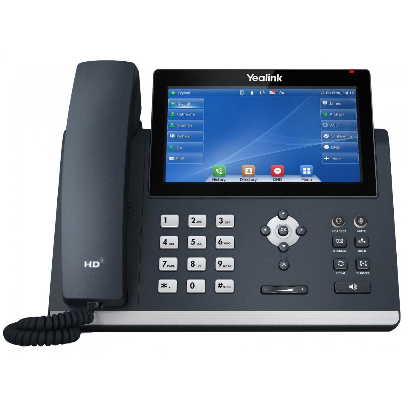 IP PHONE YEALINK SIP-T48U (wired handset, grey, LED display, touchscreen, 800 x 480 pixels, 2 x USB 2.0, 2 x Ethernet LAN, Wi-Fi, Bluetooth, PoE)-0
