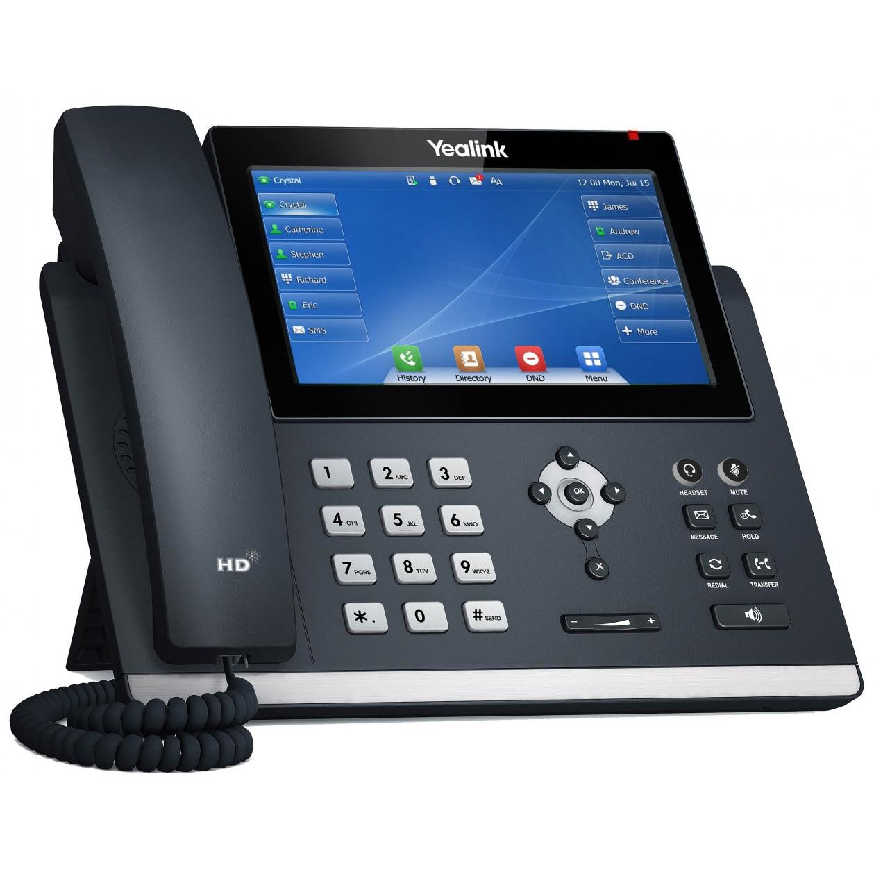 IP PHONE YEALINK SIP-T48U (wired handset, grey, LED display, touchscreen, 800 x 480 pixels, 2 x USB 2.0, 2 x Ethernet LAN, Wi-Fi, Bluetooth, PoE)-1