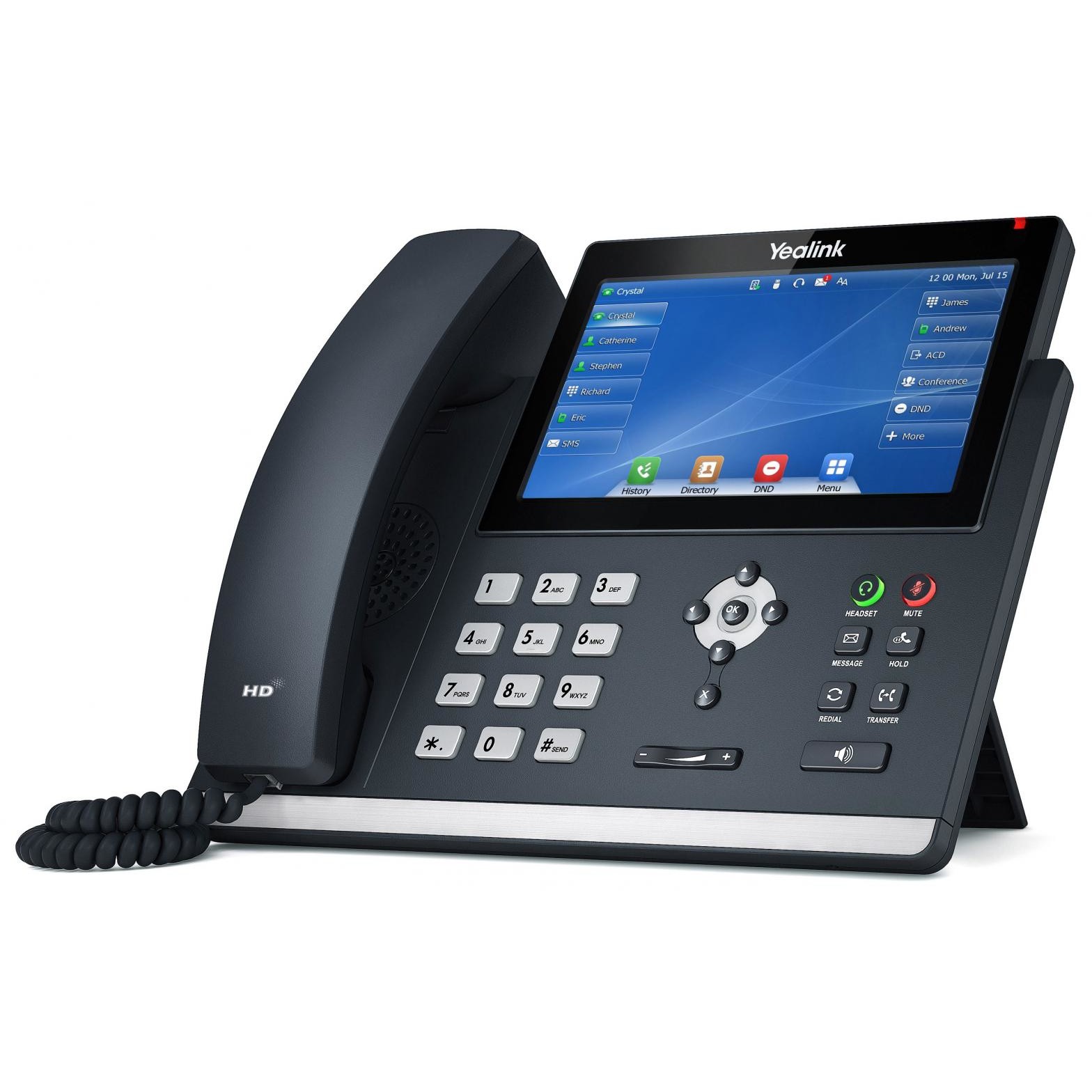 IP PHONE YEALINK SIP-T48U (wired handset, grey, LED display, touchscreen, 800 x 480 pixels, 2 x USB 2.0, 2 x Ethernet LAN, Wi-Fi, Bluetooth, PoE)-2