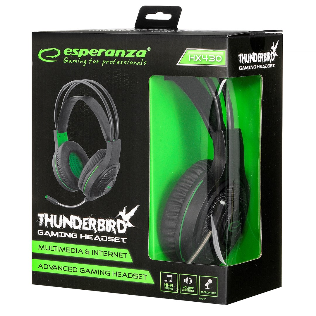 Esperanza EGH430 Headphones with microphone Headband Black, Green-7