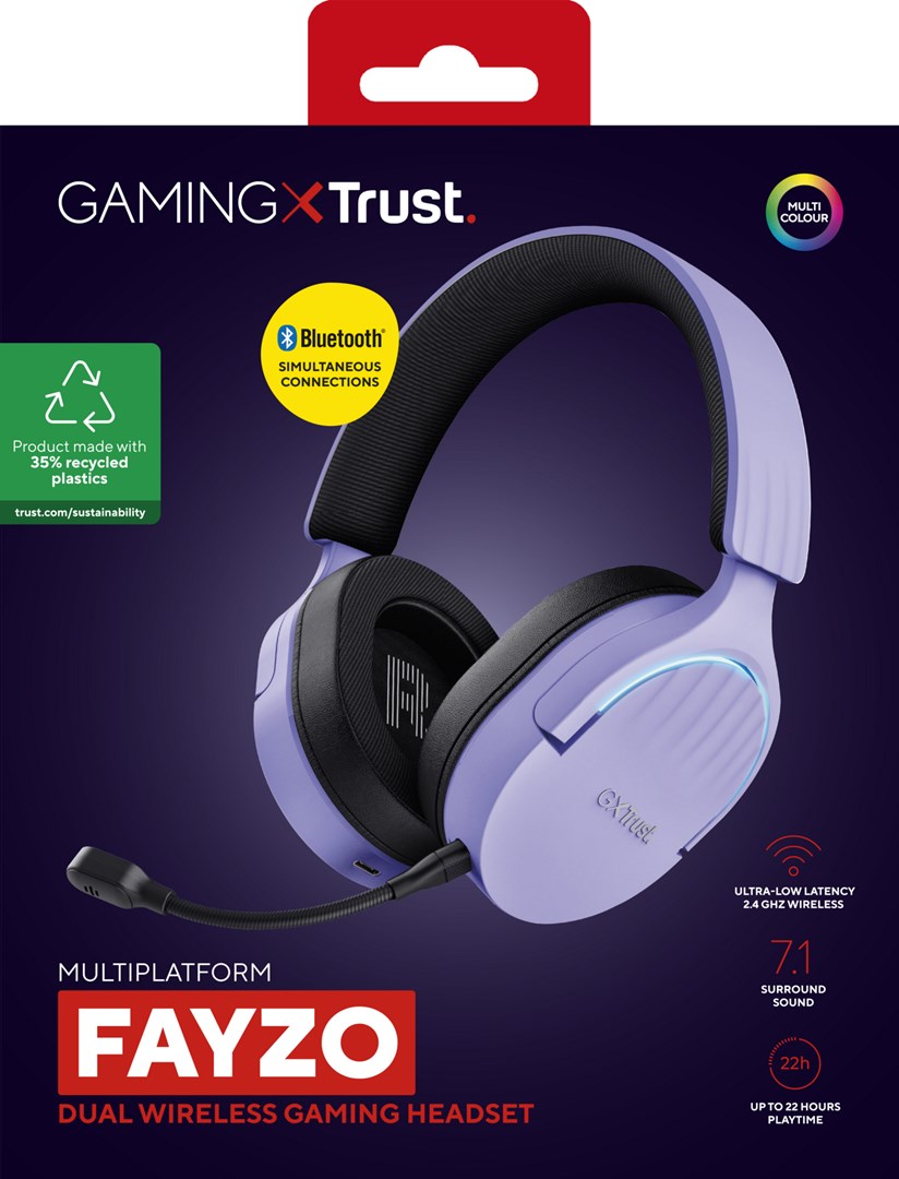 Headset TRUST GXT 491P FAYZO Wired & bežični Gaming USB Type-A Bluetooth Crna, Ljubičasta-10
