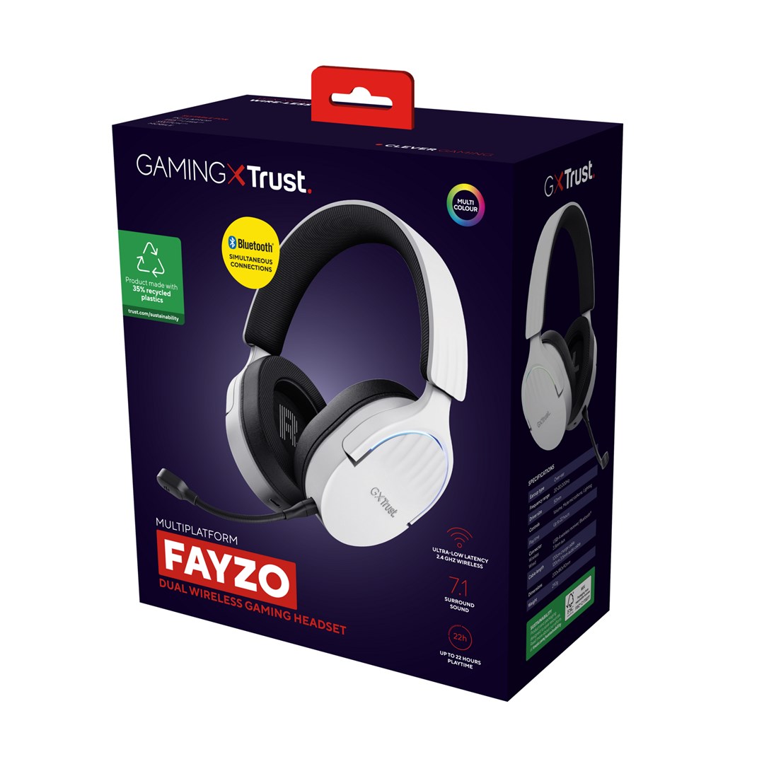 Slušalice TRUST GXT 491W FAYZO Wired & bežični Gaming USB Type-C Bluetooth Crna, Bijela-7
