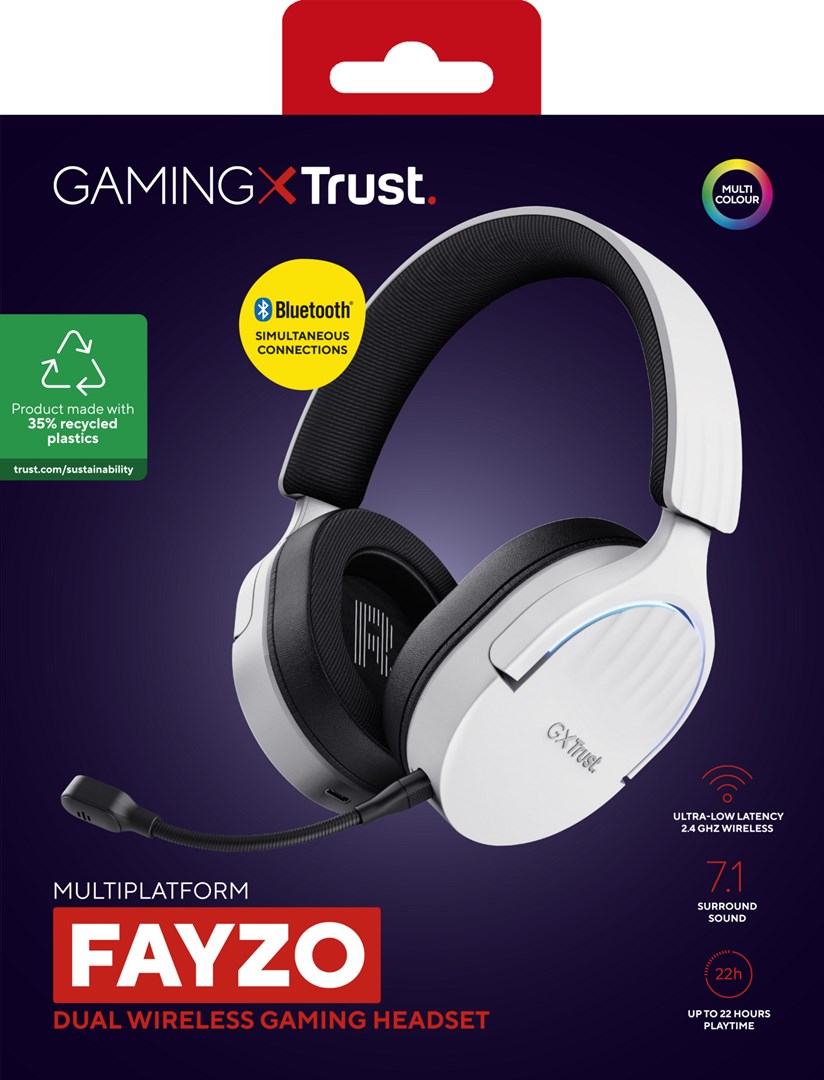 Slušalice TRUST GXT 491W FAYZO Wired & bežični Gaming USB Type-C Bluetooth Crna, Bijela-8
