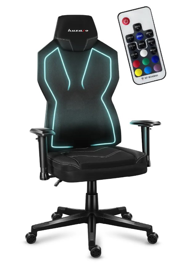 Gaming stolica HUZARO Combat 6.2 Black RGB (maksimalna visina 133 cm, nagib 90 - 120°, PU HD koža, nosivost do 150 kg)-0