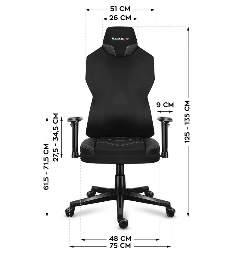 Gaming stolica HUZARO Combat 6.2 Black RGB (maksimalna visina 133 cm, nagib 90 - 120°, PU HD koža, nosivost do 150 kg)-21