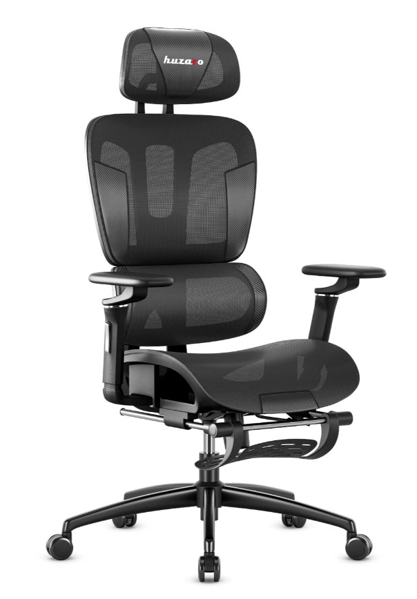 Gaming stolica HUZARO Combat 7.9 Black (visina sjedala 49-59 cm, visina naslona 88-94 cm, maksimalna težina korisnika 150 kg, mrežasti naslon, plinski lift)-0