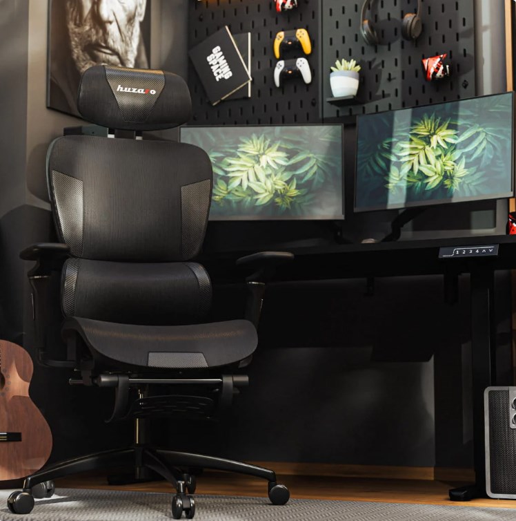 Gaming stolica HUZARO Combat 7.9 Black (visina sjedala 49-59 cm, visina naslona 88-94 cm, maksimalna težina korisnika 150 kg, mrežasti naslon, plinski lift)-8