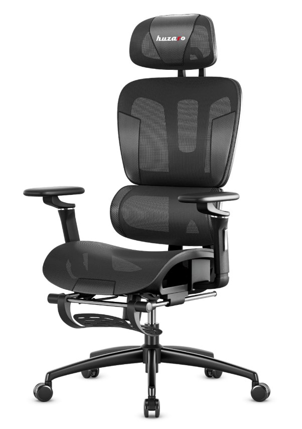 Gaming stolica HUZARO Combat 7.9 Black (visina sjedala 49-59 cm, visina naslona 88-94 cm, maksimalna težina korisnika 150 kg, mrežasti naslon, plinski lift)-5