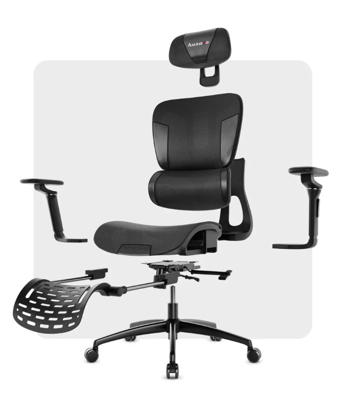 Gaming stolica HUZARO Combat 7.9 Black (visina sjedala 49-59 cm, visina naslona 88-94 cm, maksimalna težina korisnika 150 kg, mrežasti naslon, plinski lift)-7