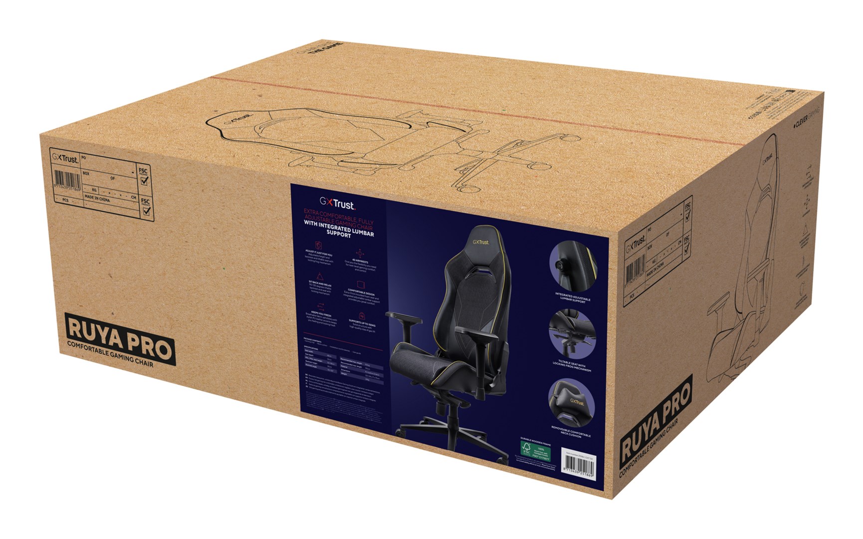 Gaming stolica TRUST GXT 721 RUYA PRO (universal, crna, 150 kg, 195 cm)-7