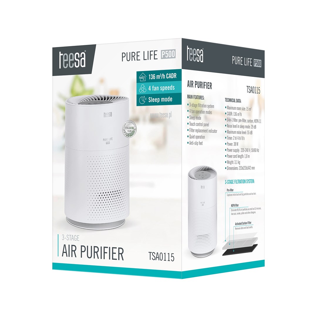 Pročišćivač zraka TEESA Pure Life P500 bijela boja-6