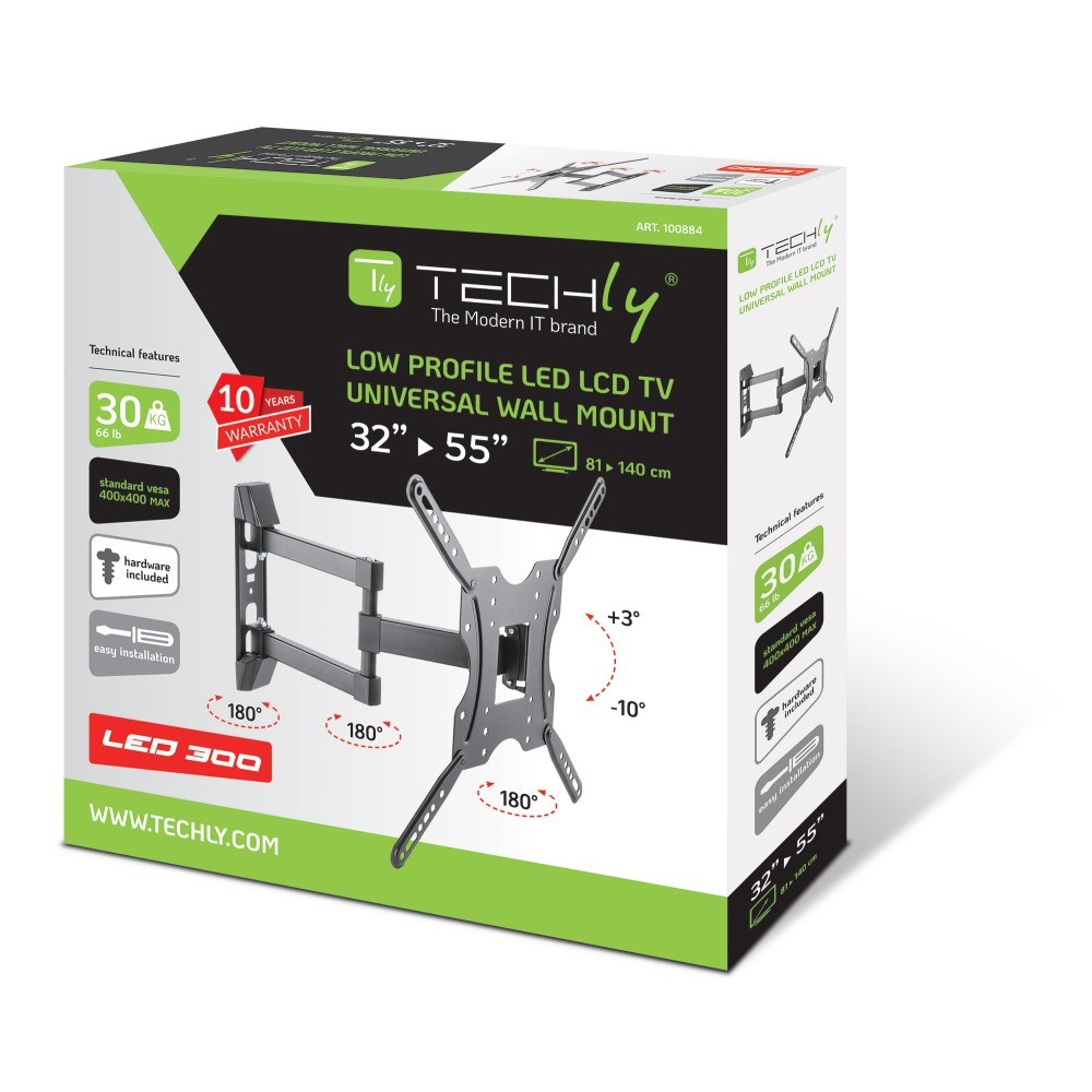 Nosač za TV TECHLY ICA-PLB 182M (full-motion, 32"-55", 30 kg, VESA 100x100-400x400, crna boja)-2