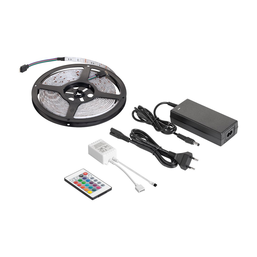 Komplet RGB LED trake REBEL LED0175-2, 5 m, 12 V, 300 LED, kontroler i napajanje