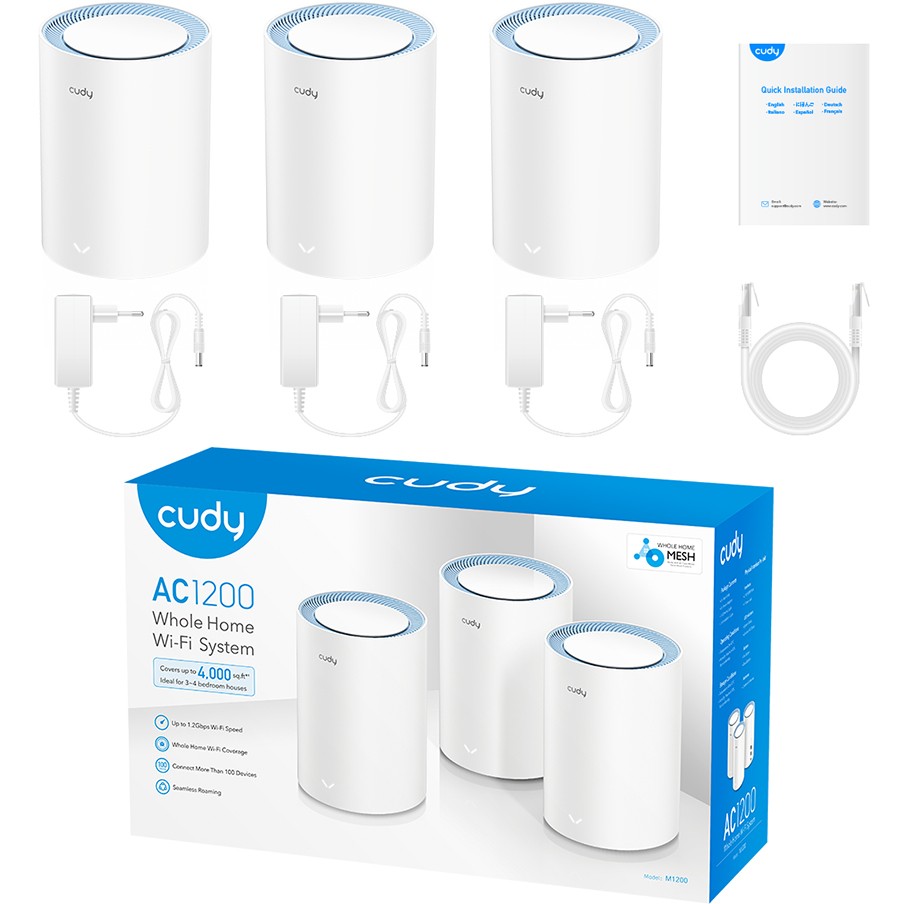 Mesh sustav CUDY M1200 3-PACK Dual-band (2.4 GHz / 5 GHz) Wi-Fi 5 (802.11ac) bijeli-3