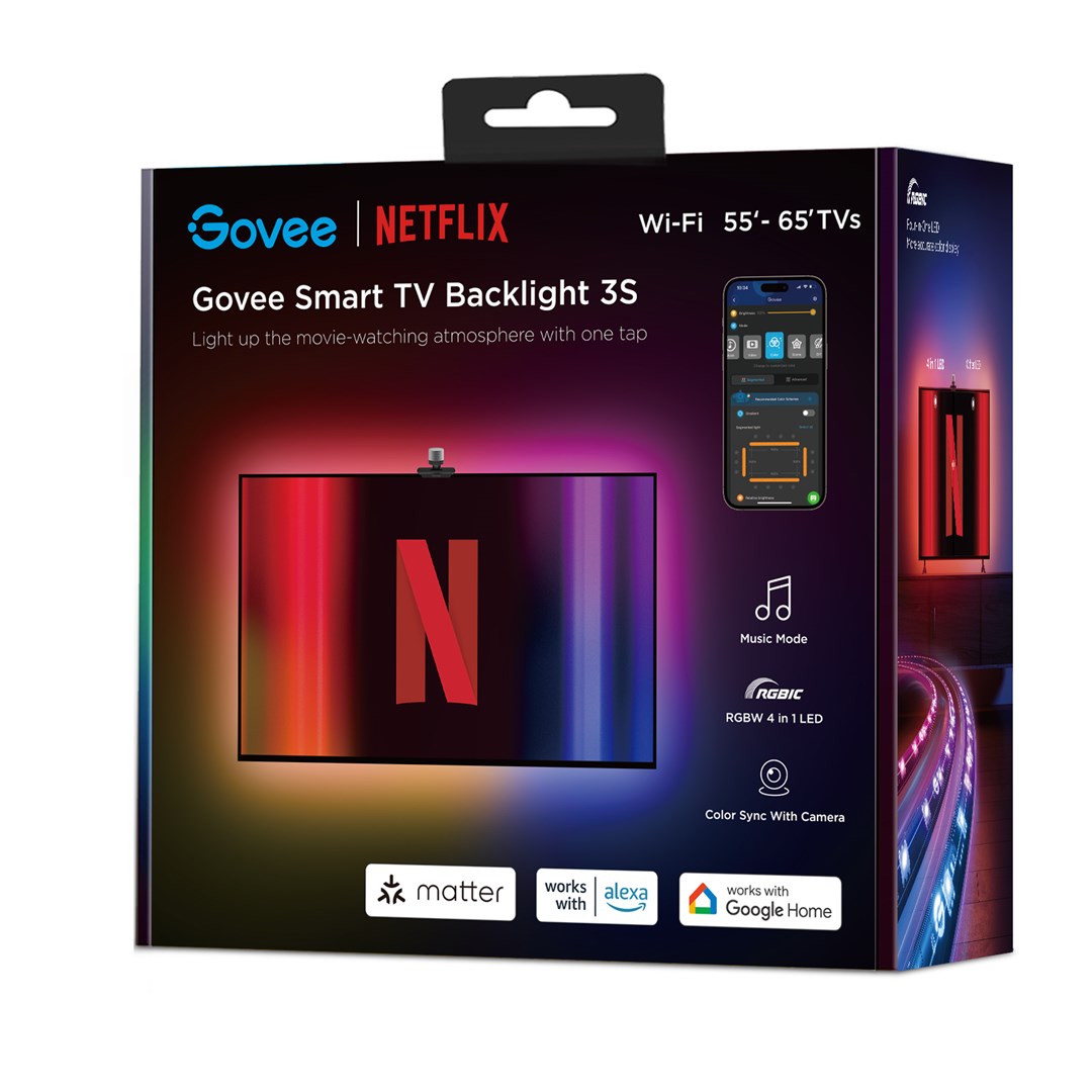 Govee H6098 Envisual TV Backlight Netflix Co-branding Version | LED Strip | Backlight for TVs 55-65 inches, RGBIC, Wi-Fi+Bluetooth-0