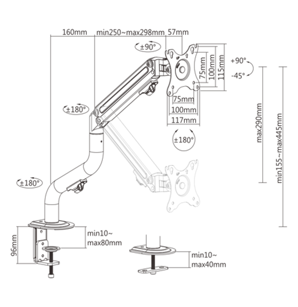 Stalak za monitor GEMBIRD MA-DA1-02 (podesiv, nagib, 17''-32'', do 8 kg)-1