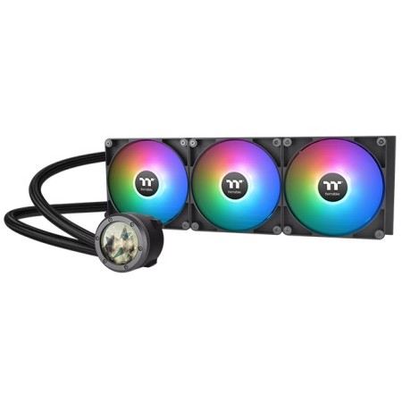 All-in-one liquid cooler THERMALTAKE TH420 (rated voltage 5 V, pump voltage 12 V, fan dimensions 140 x 140 x 25 mm, radiator depth 13.9 cm, radiator height 2.7 cm, radiator width 45.6 cm, maximum airflow 84.32 cfm)-0