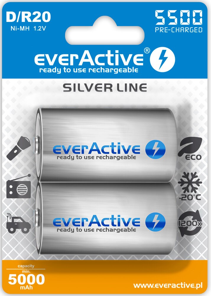 Baterije everActive R20/D Ni-MH 5500 mAh (2 komada)